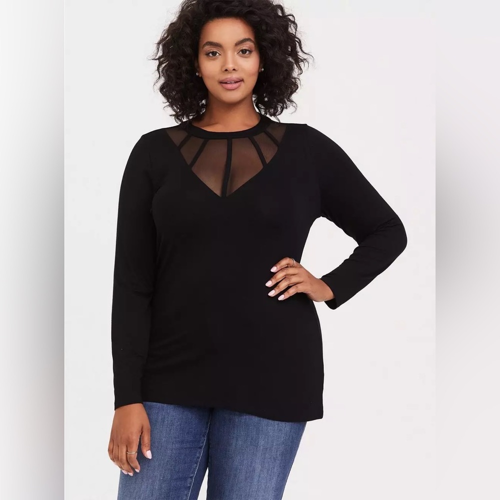 Torrid Black Super Soft Black Cage Mesh Blouse Plus Size 5X Whimsical Goth NWT